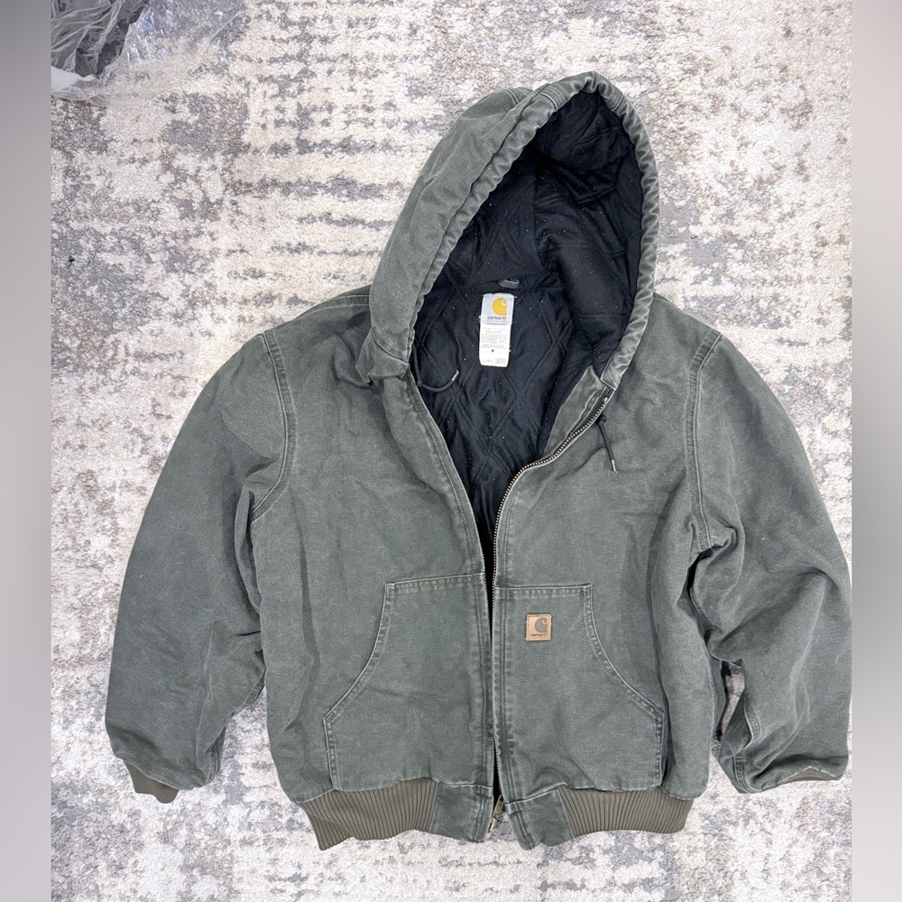 Vintage Carhartt Men's Hooded Jacket - Olive